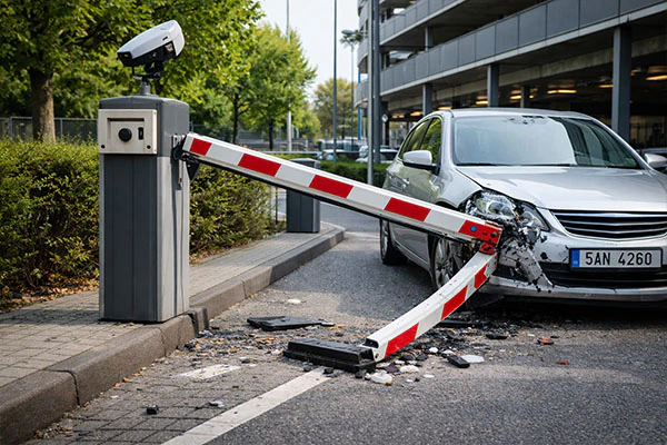 Poškození vjezdového zařízení: automatické výsuvné sloupy a závory