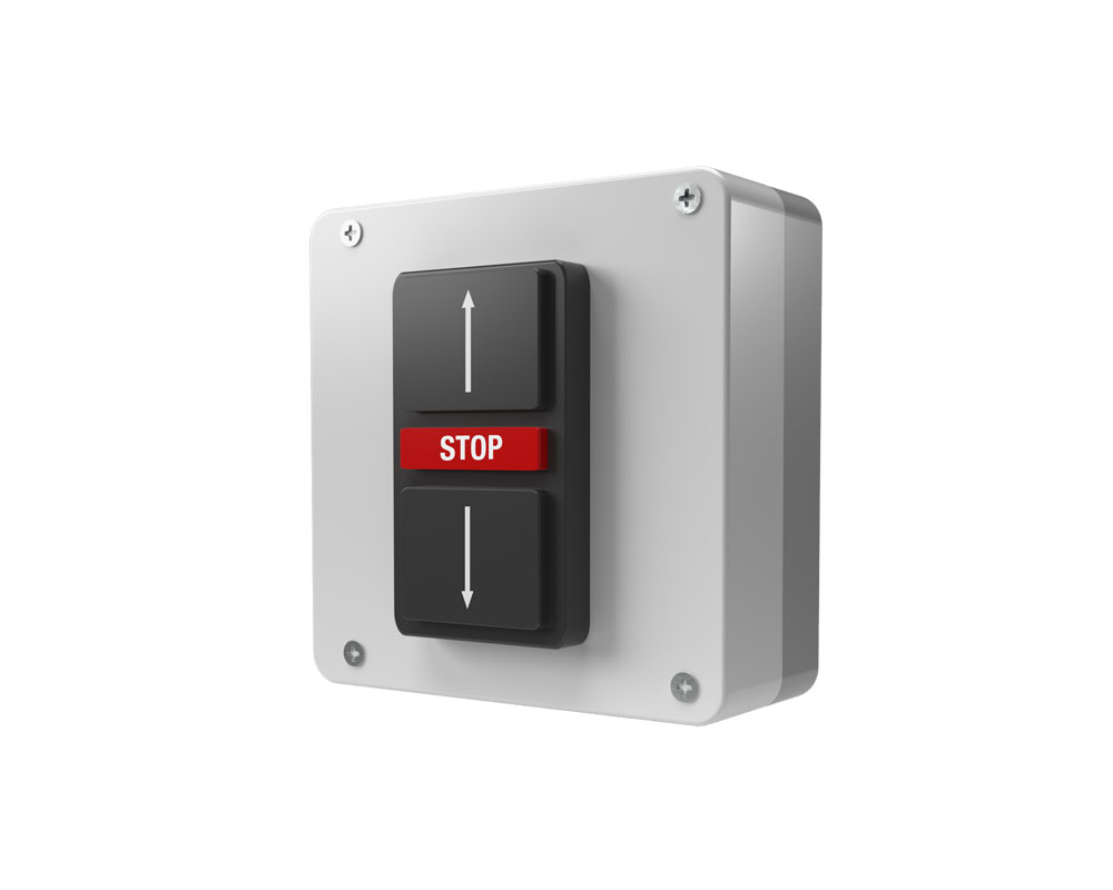 Panel se třemi tlačítky pro ovládání automatických sloupů